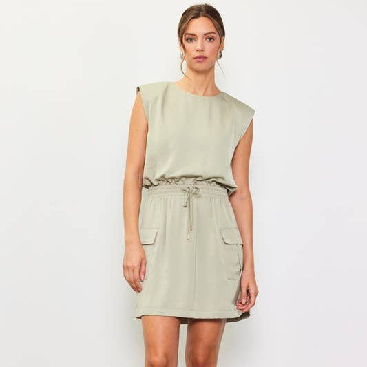 Sage Muscle Utility Mini Dress