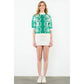 Flower Knit Sweater Top: GREEN / XS
