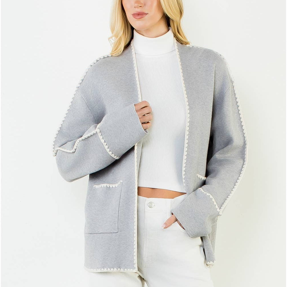 Embroidered Cardigan With Pockets