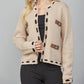 Webbing Ribbon Trimmed Open Cardigan