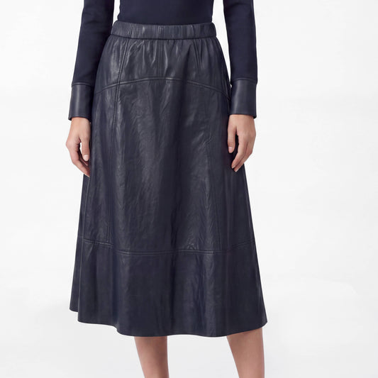 Faux Leather A-Line Midi Skirt
