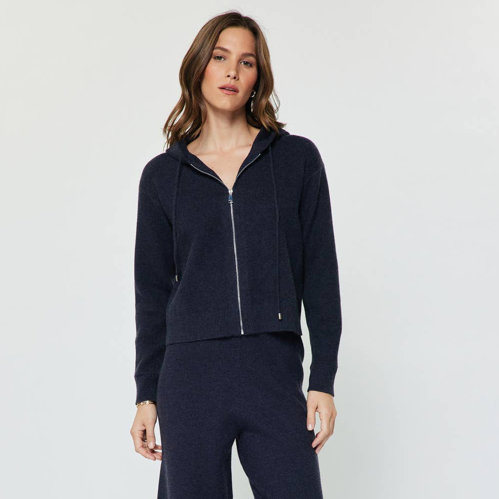 Cropped Knit Hoodie Zip-up