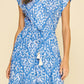 Damask Print Tiered Maxi Dress with Tassel Tie