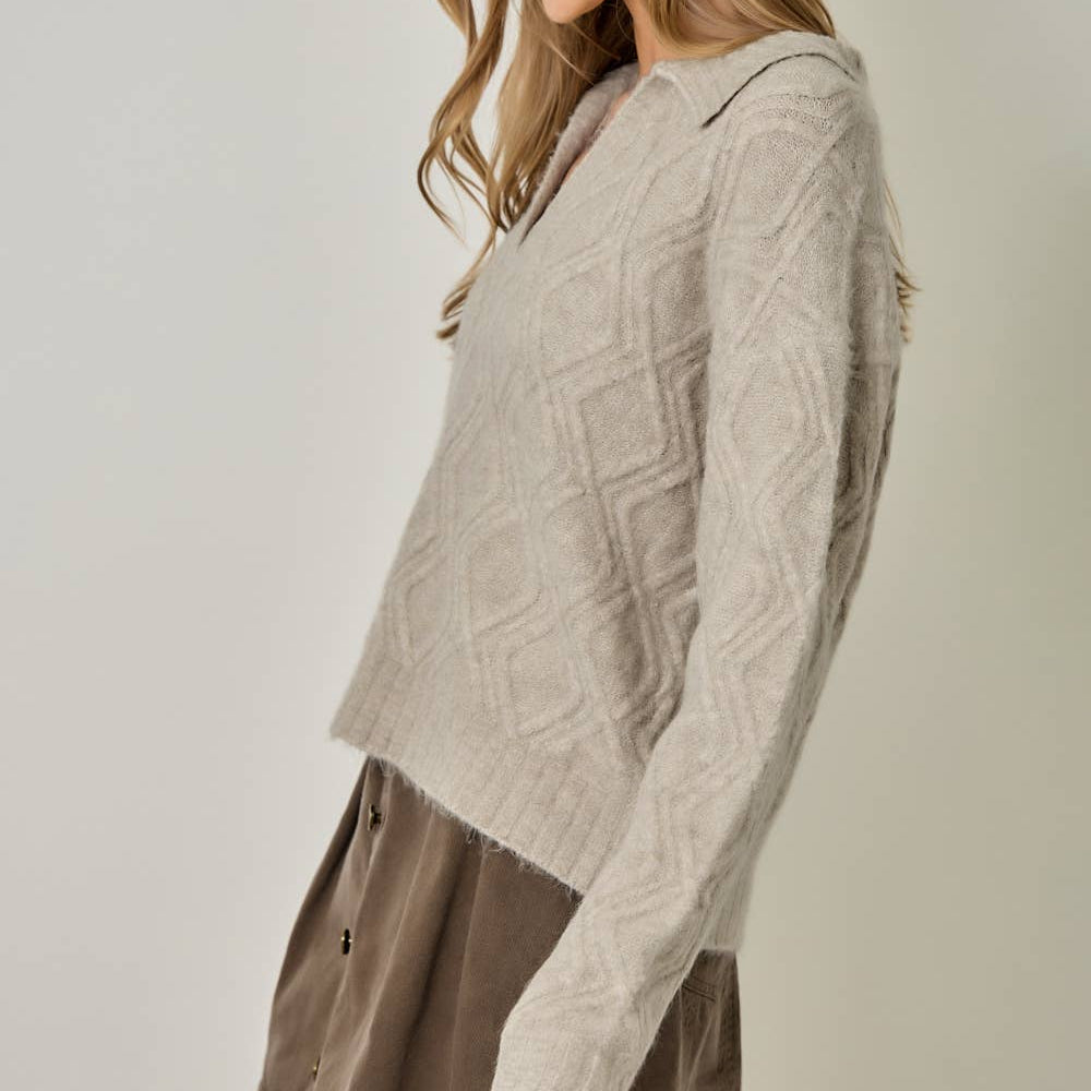 Diamond Textured Mohair Pullover