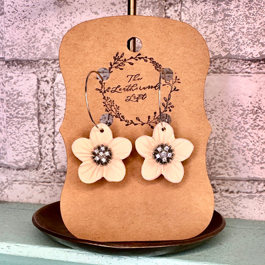 Ivory Flower Clay Earrings