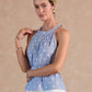 Stripe Star Print Belted Halter Top