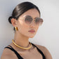Lea Womens Round Sunglasses : Gold /Brown