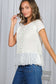 Eyelet Lace Ruffle Hem 100% Cotton Crochet Sweater