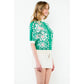 Flower Knit Sweater Top: GREEN / XS