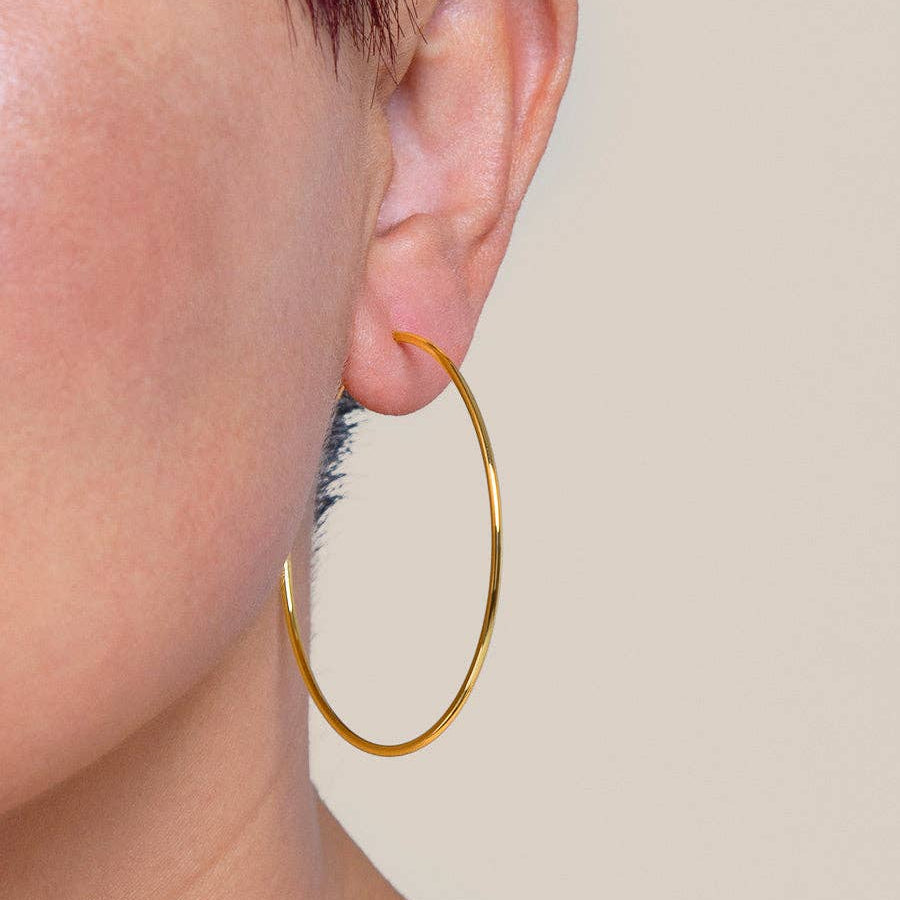 Large Metal Slim Hoop Earring