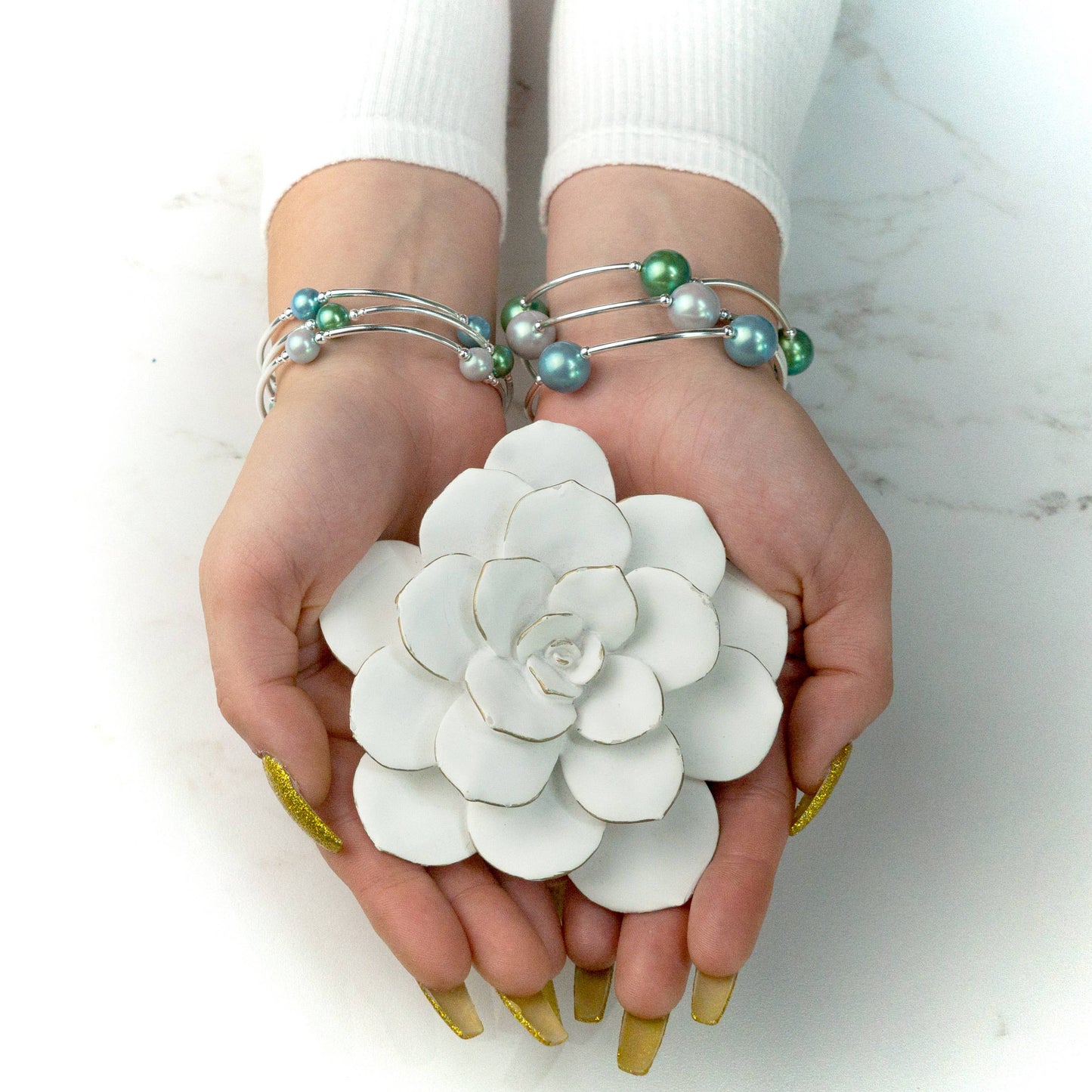 12mm Shimmer Gray Pearl Blessing Bracelet