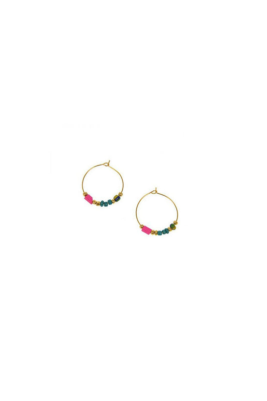Multi Bead Hoop Earring