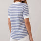 Split V-Neck Striped Short Sleeve Top