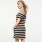 Short Sleeve Striped Taupe Dress