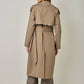 Plaid Trim Midi Trench Coat