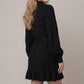 Mock Neck Ruffle Bottom Dress