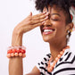 Cece Large Resin Bead Bracelet Coral