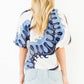 Abstract Print Top With Puff Sleeves