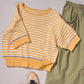Yellow Striped Contrast Trim Sweater Tee