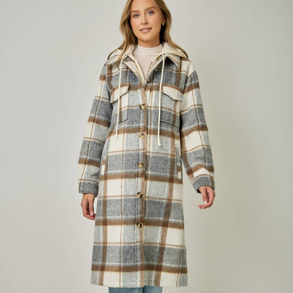 Twofer Hoodie Plaid Jacket