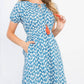 Blue Tassel Tie Flower Print Dress