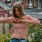 Contrast Seam Turtleneck Knit Top