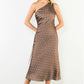 One Shoulder Polka Dot Dress With Cinched Side