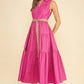 Tiered Midi Dress With Embroidered Belt