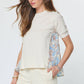 Short Sleeve Knit Top W/Floral Chiffon Back