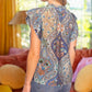 Pleated Sleeve Button Down Floral Printed Top