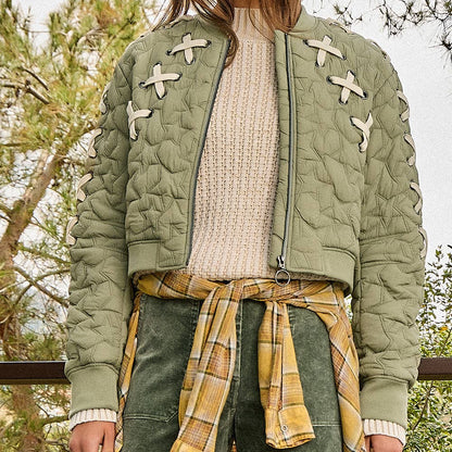 Lace Up Star Bomber Jacket