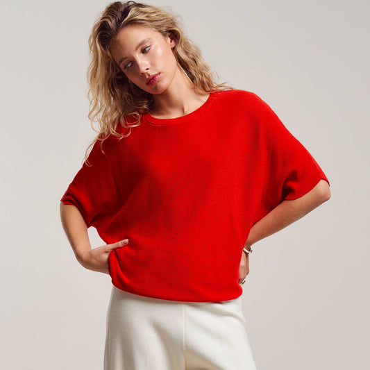 Relaxed Dolman Sleeve Knit Sweater Top