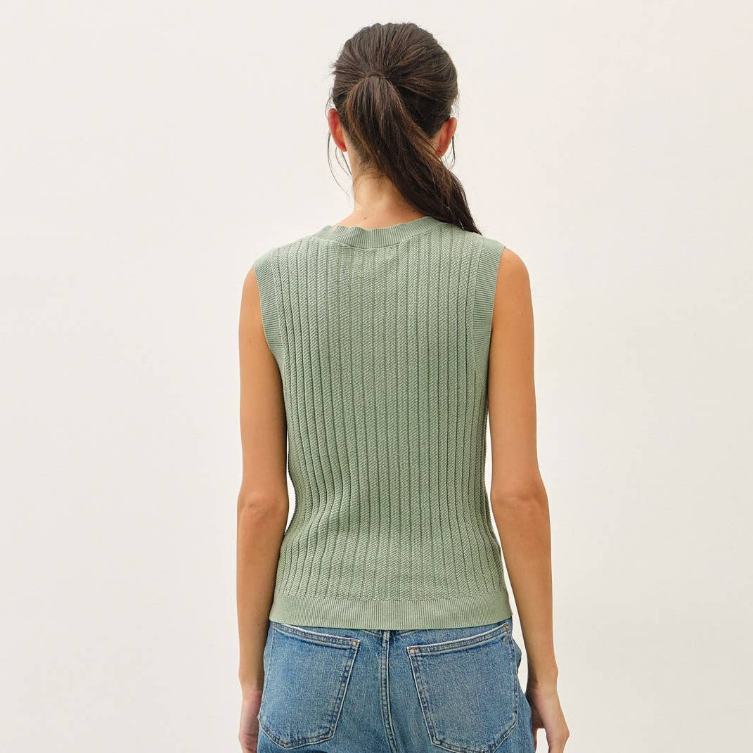 Texture Ribbed Classic Cut Sweater Tank