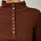 High Neck Striped Henley Top