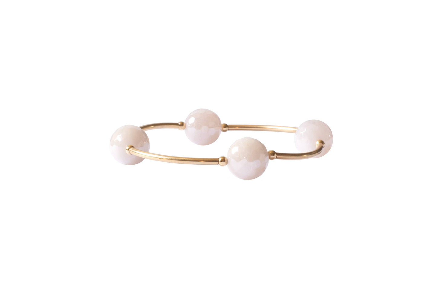 12mm Faceted Rose Quartz in Gold Blessing Bracelet