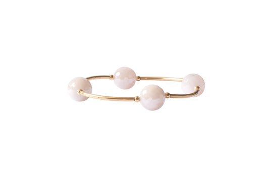 12mm Faceted Rose Quartz in Gold Blessing Bracelet