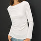 Modal Ribbed Boat Neck Shirred Waist Top