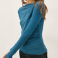 Modal Ribbed Boat Neck Shirred Waist Top
