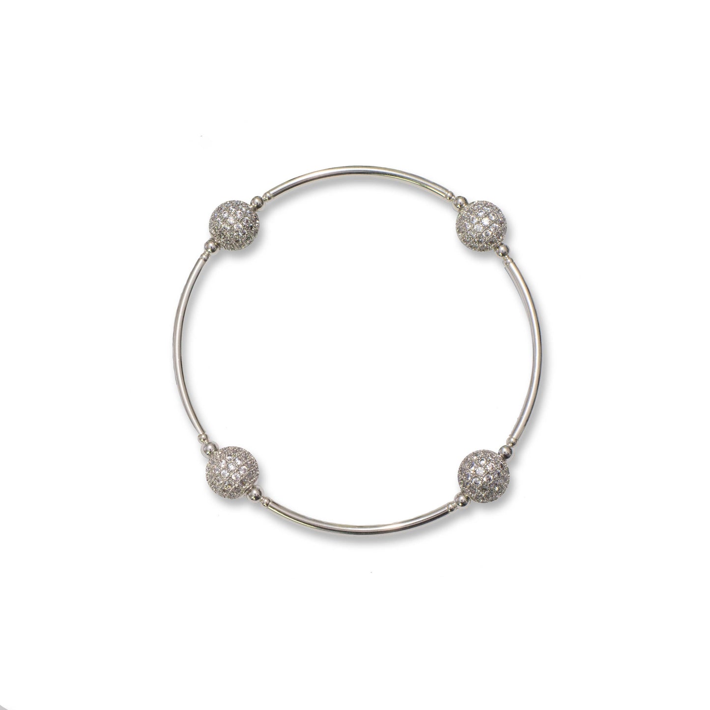 8mm Crystal Pave Blessing Bracelet in Sterling Silver