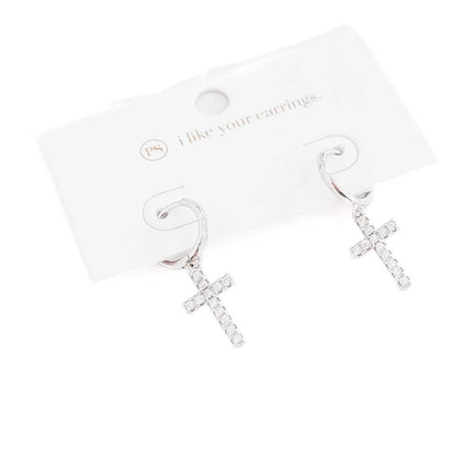 Taryn Diamond Cross Earrings - Waterproof