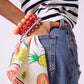 Cece Large Resin Bead Bracelet Coral