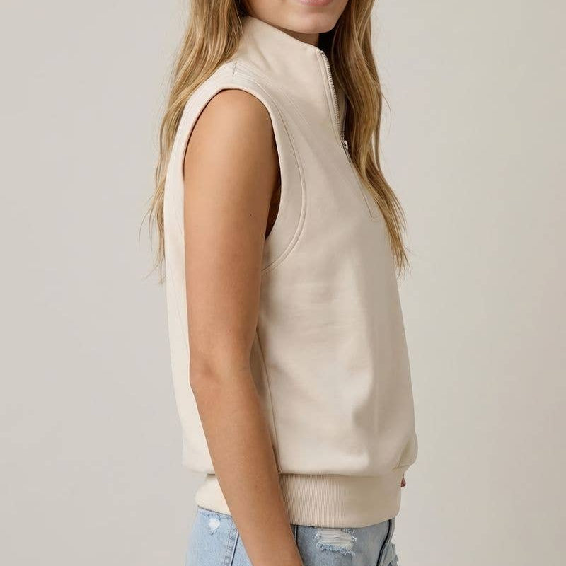 Buttery Soft Modal Half Zip Sleeveless Top