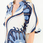 Abstract Print Top With Puff Sleeves