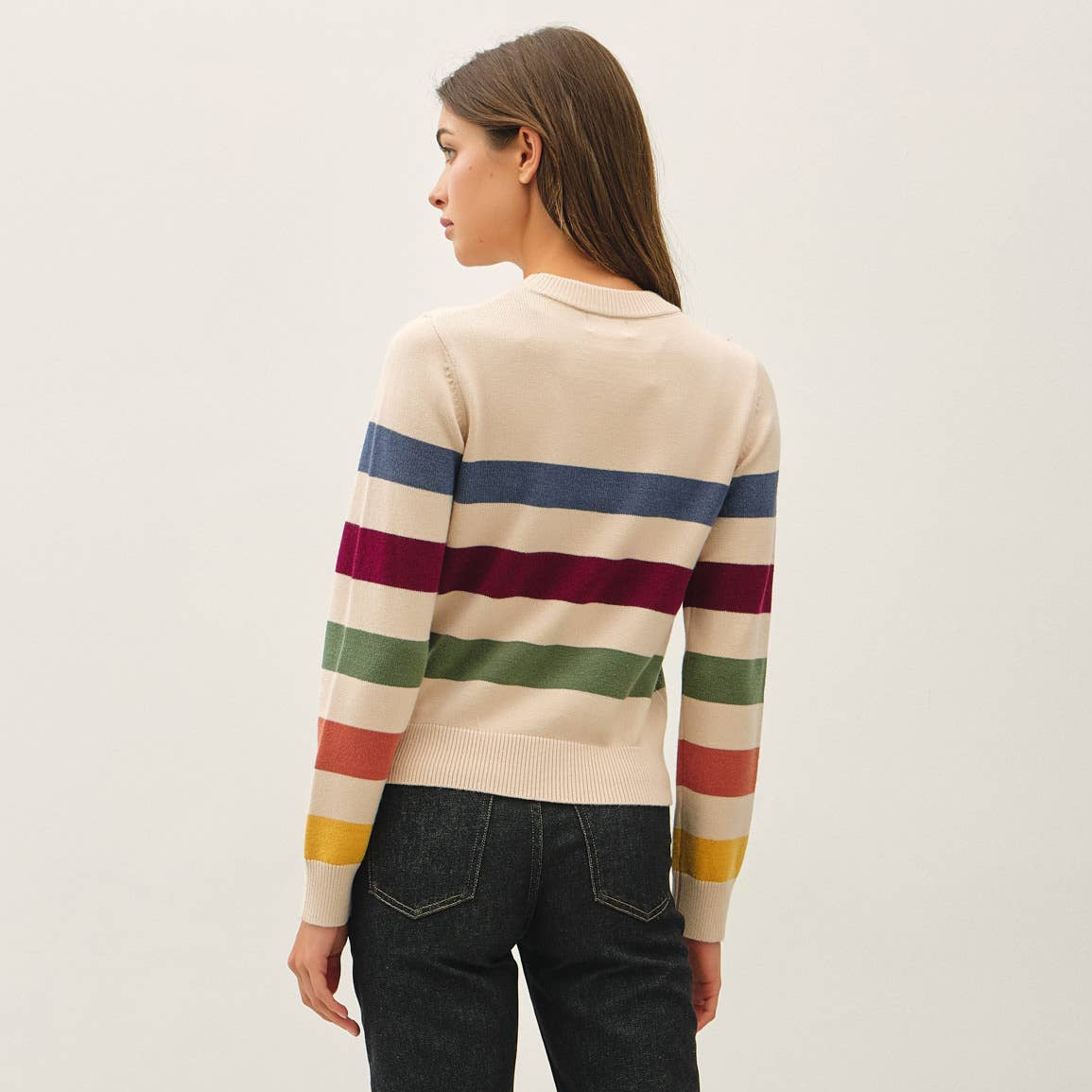 Rainbow Striped Knit Sweater