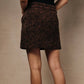 High Waist Leopard Print Stretch Knit Pocket Mini Skirt