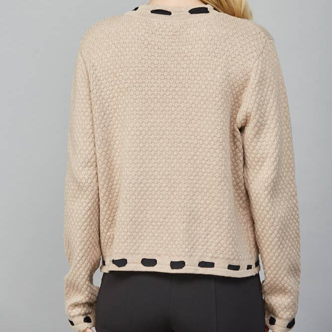 Webbing Ribbon Trimmed Open Cardigan