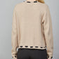 Webbing Ribbon Trimmed Open Cardigan