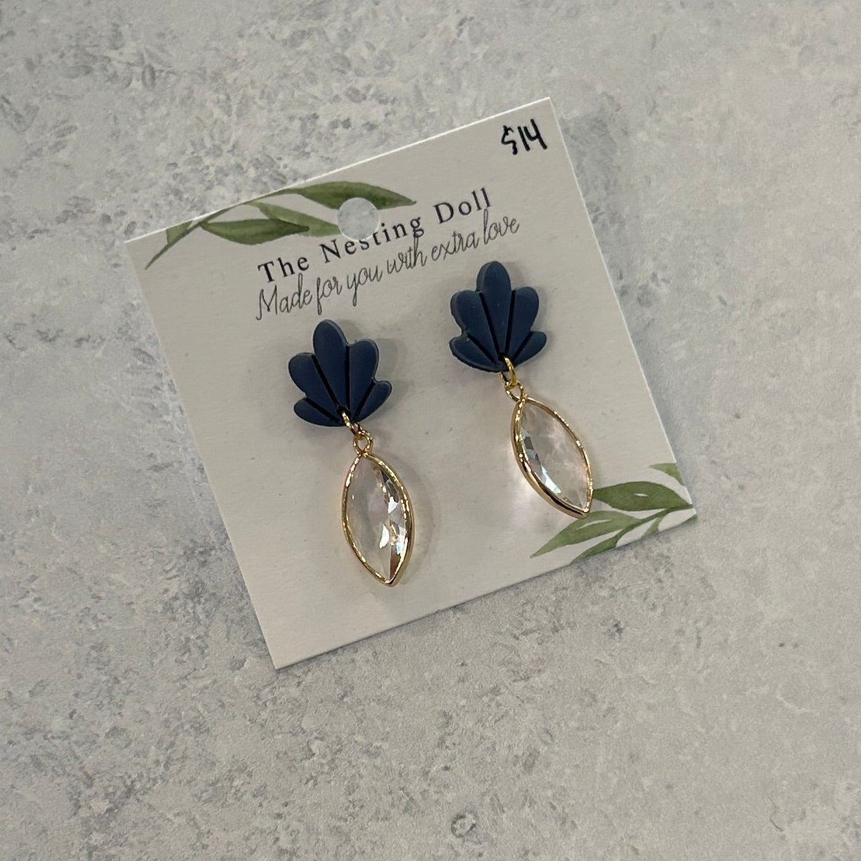 Blue Floral Clay Earrings