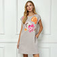 Oatmeal Sequin Floral shift Dress