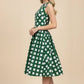 Green Gingham Flare Midi Dress